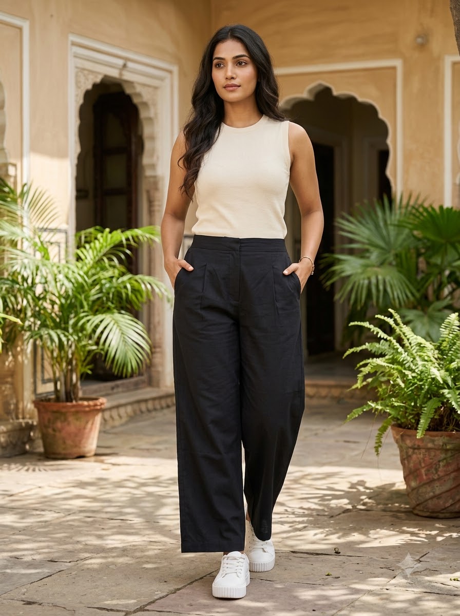 PLAIN PALAZO -BLACK