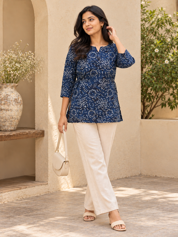 Nayra Indigo Bloom Short Top