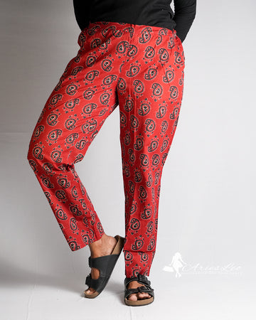 Ajrakh straight cut pant -RED DESIGN