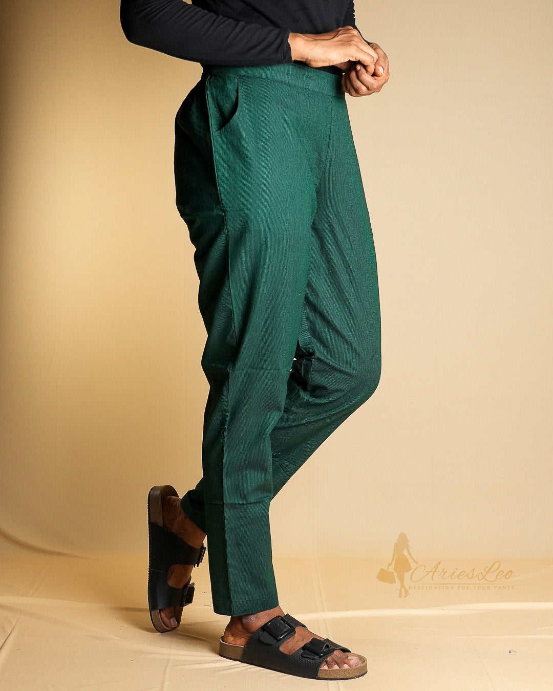 PINSTRIPES STRAIGHT CUT -DARK GREEN