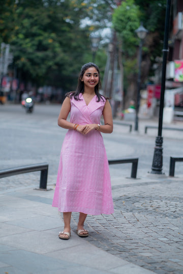 Elina Blush Pink Cotton Dress