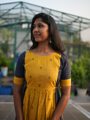 Naira Mustard Cotton Dress