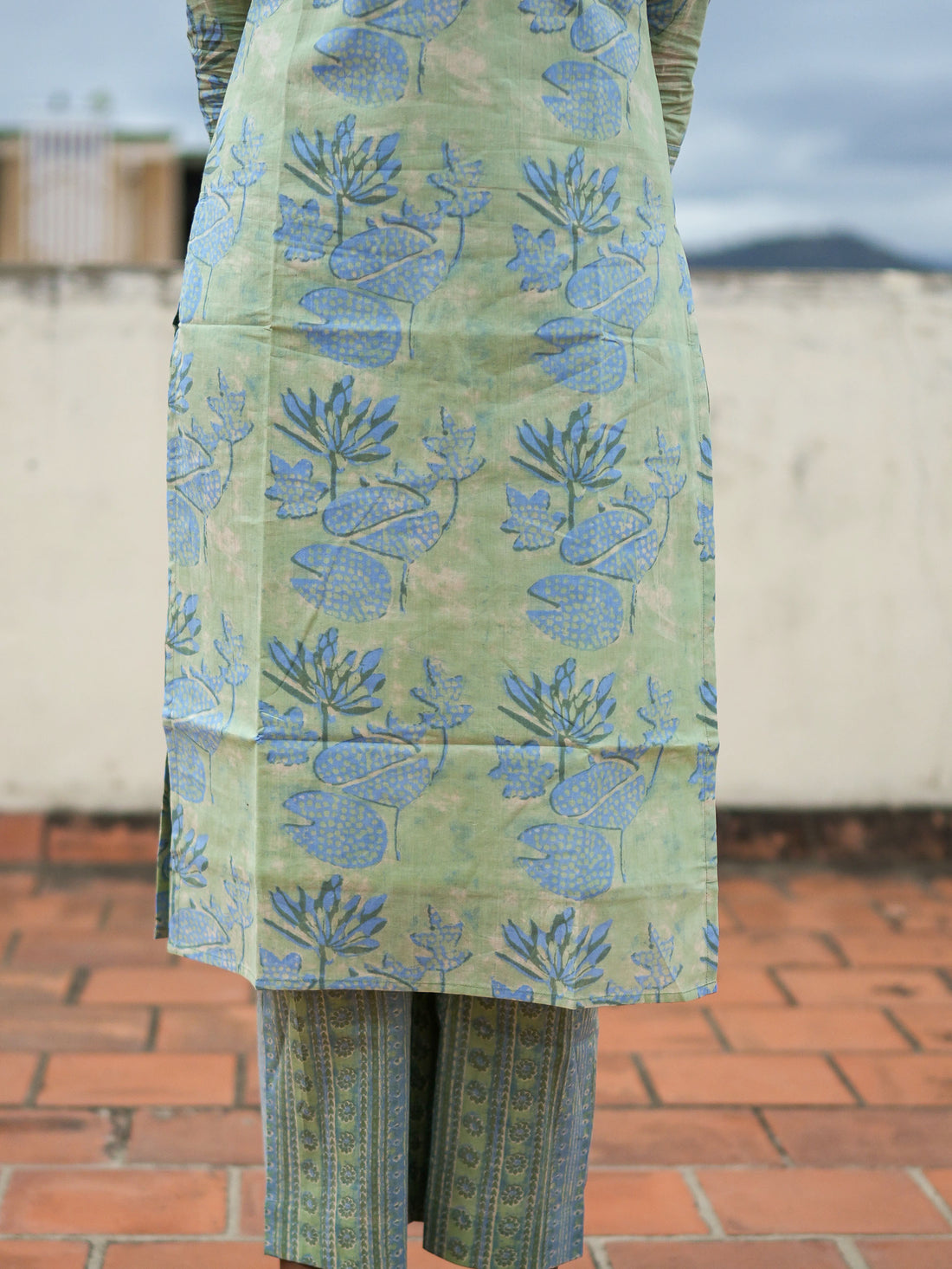 Ira Sage Blue Cotton Co-ord Set