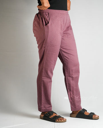 KANTHA STRAIGHT PANTS-MAUVE