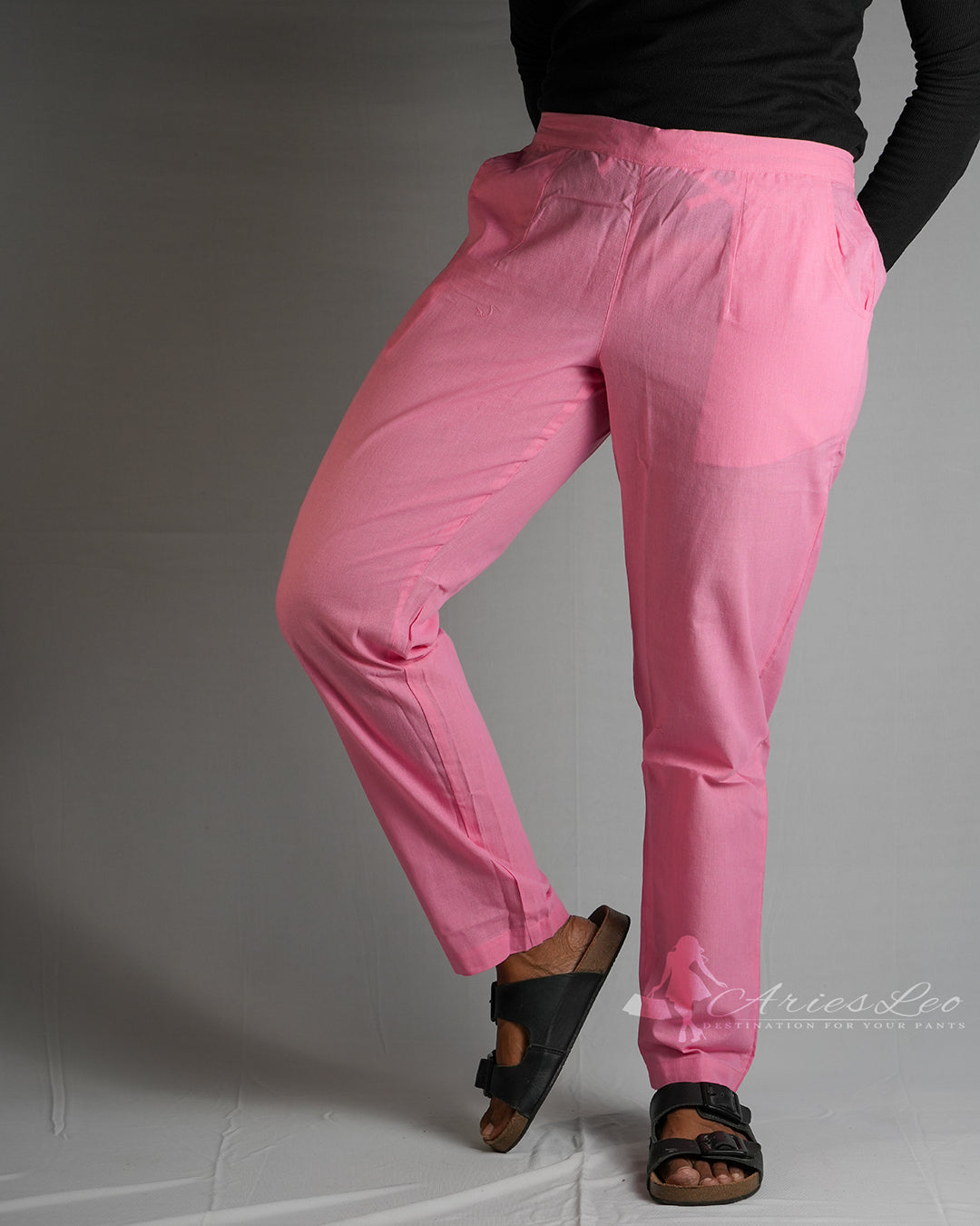 Plain straight cut pant -LIGHT PINK