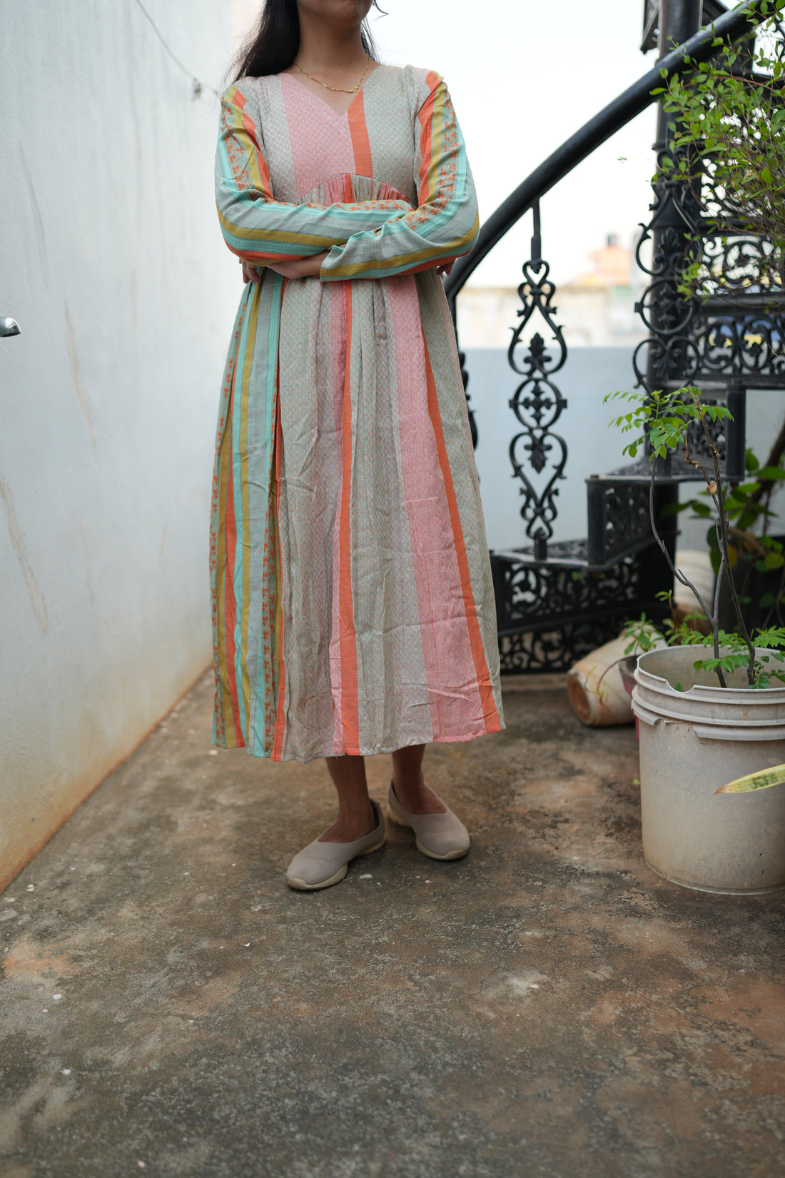 Saira Pastel Stripe Cotton Dress