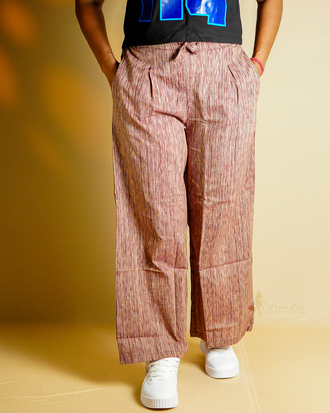 COTTON PALAZO-BROWN LINES