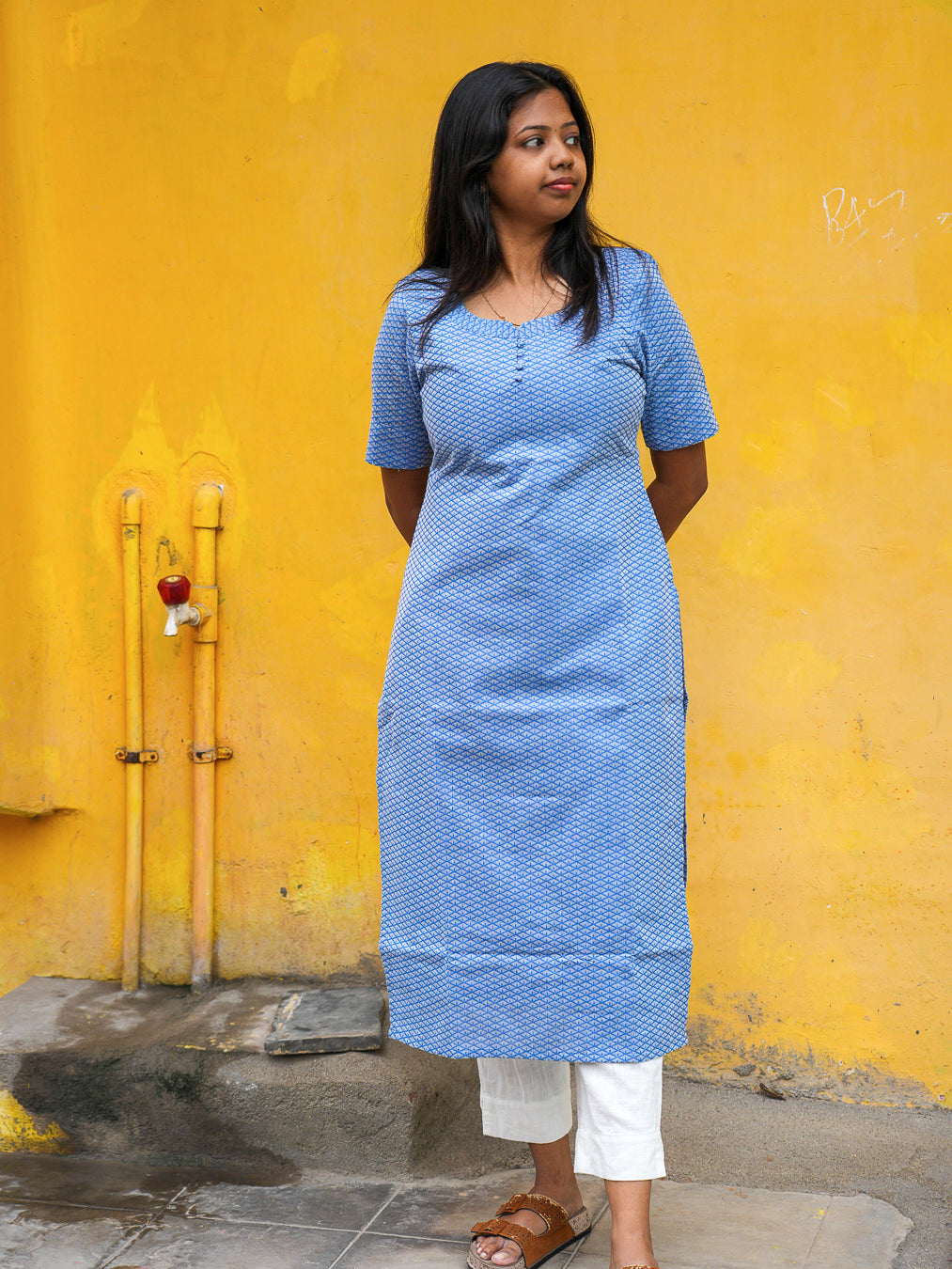 Aurelia Blue Printed Kurthi