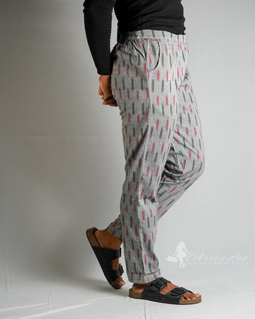 Ikkat Straight Pant-GREY