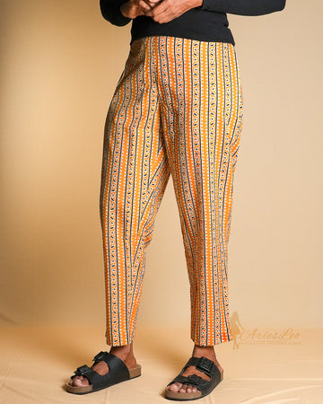 PRINTED STRAIGHT PANTS-GOLDEN