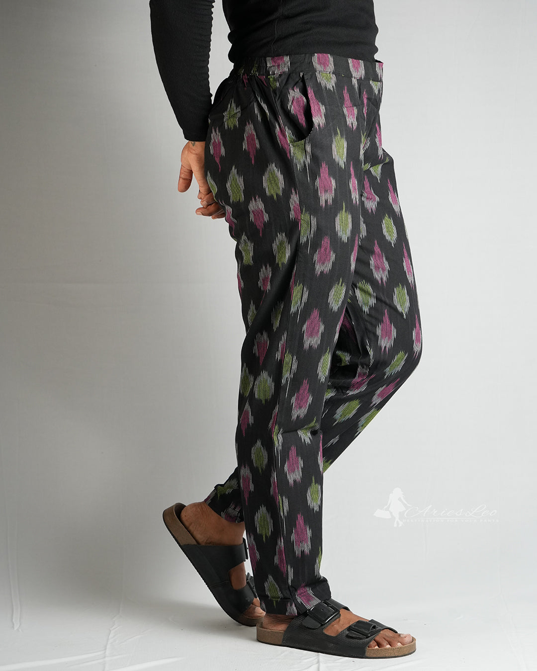 Ikkat Straight Pant-BLACK GPW