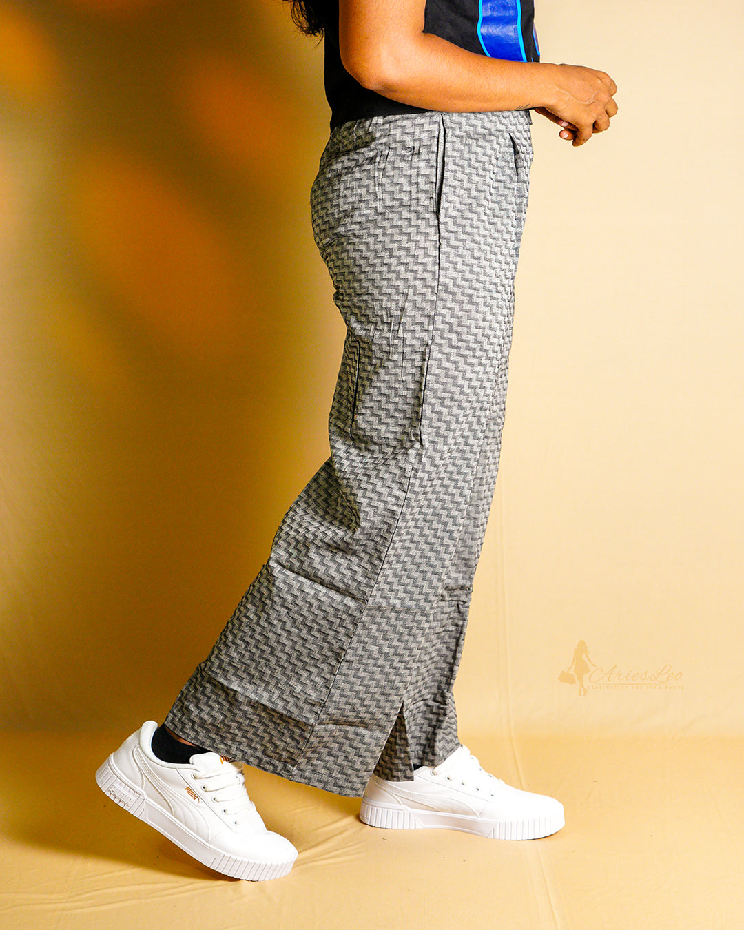 COTTON PALAZO-GREY DESIGN