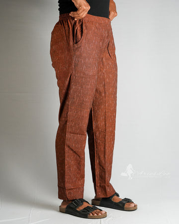 Ikkat Straight Pant-BROWN 2