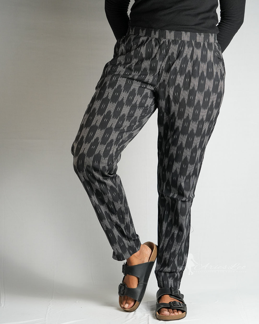Ikkat Straight Pant-BLACK WL