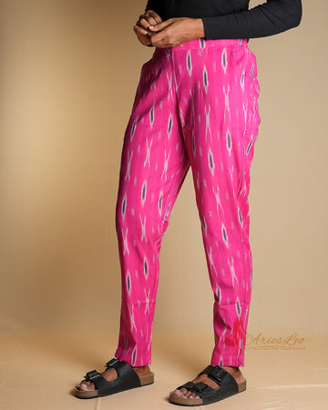 Ikkat Straight Pant-PINK1