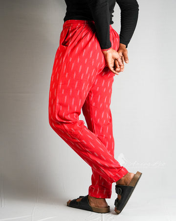 Ikkat Straight Pant-RED