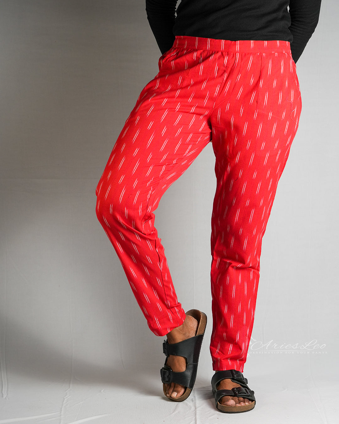 Ikkat Straight Pant-RED