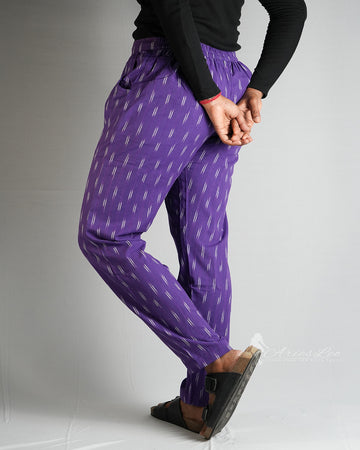 Ikkat Straight Pant-VIOLET