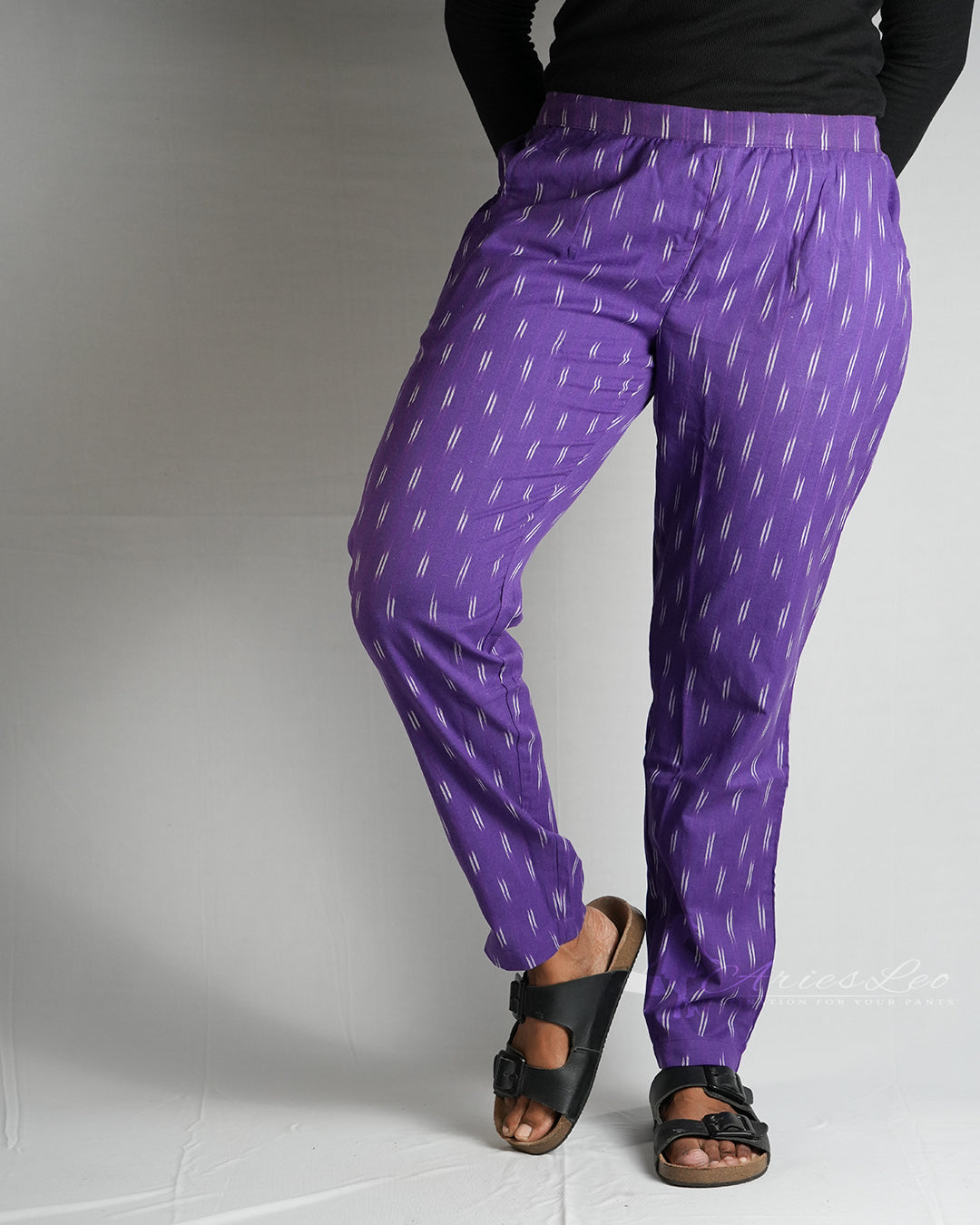 Ikkat Straight Pant-VIOLET