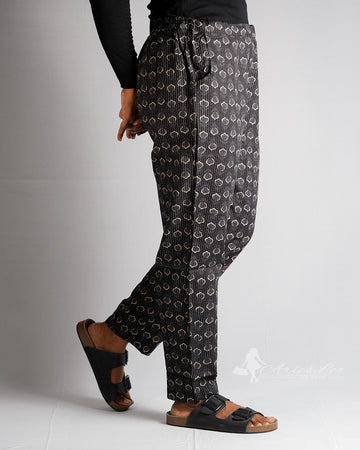 KANTHA STRAIGHT PANTS-BLACK DESIGN