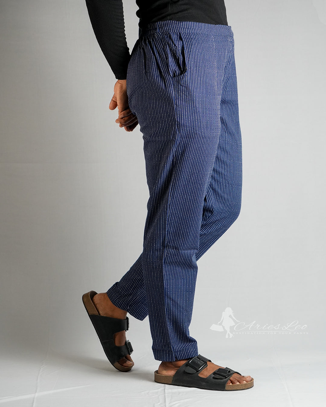 KANTHA STRAIGHT PANTS-BLUE