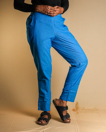 PINSTRIPES STRAIGHT CUT -LIGHT BLUE