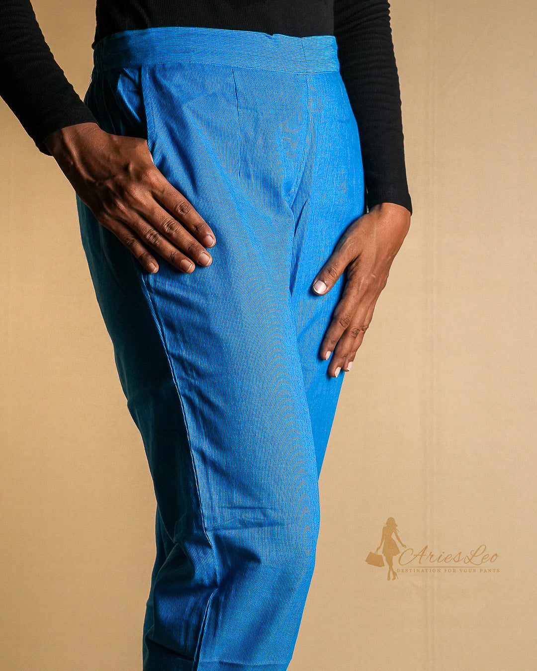 PINSTRIPES STRAIGHT CUT -LIGHT BLUE