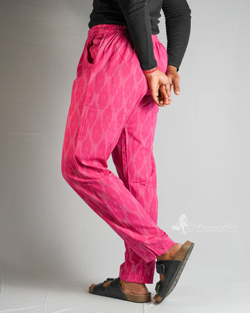Ikkat Straight Pant-PINK