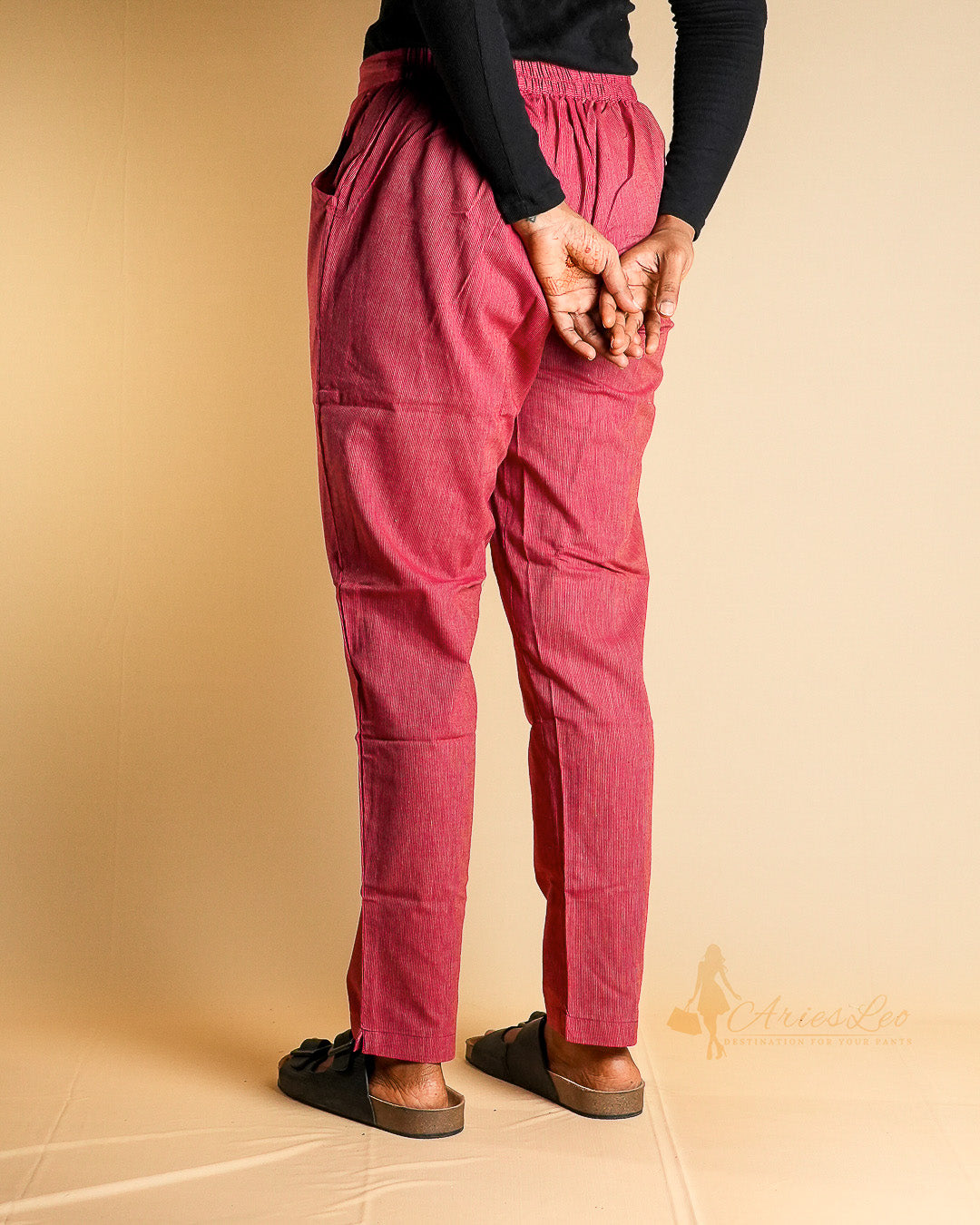 PINSTRIPES STRAIGHT CUT -BRICK RED
