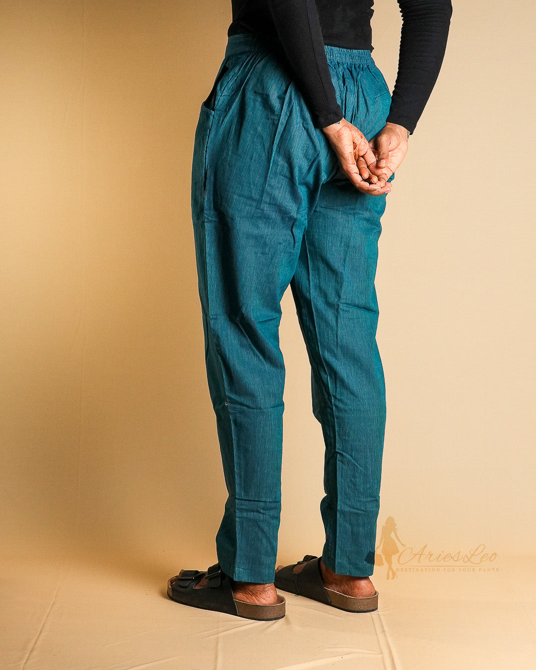 PINSTRIPES STRAIGHT CUT -BLUE GREEN
