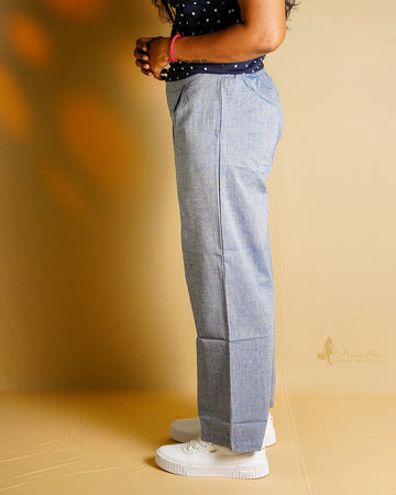 PLAIN PALAZO -DENIM BLUE