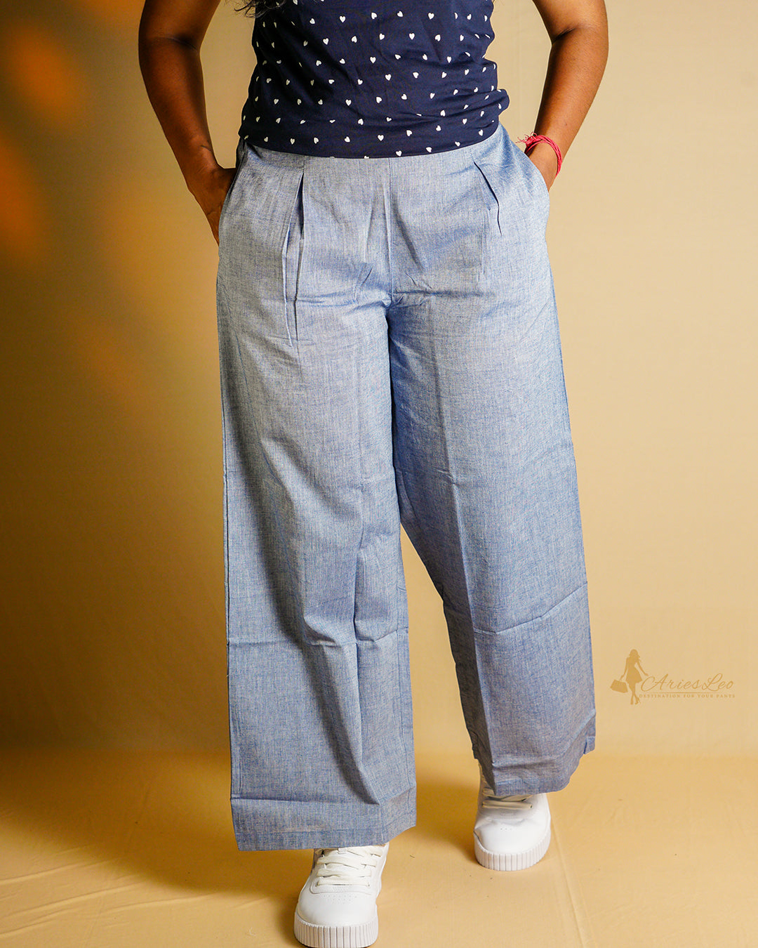 PLAIN PALAZO -DENIM BLUE