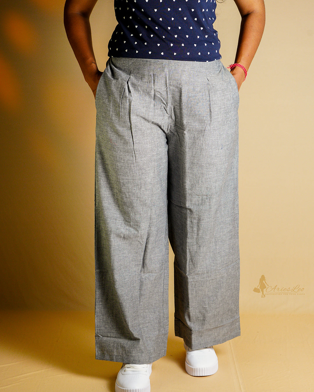 PLAIN PALAZO -GREY