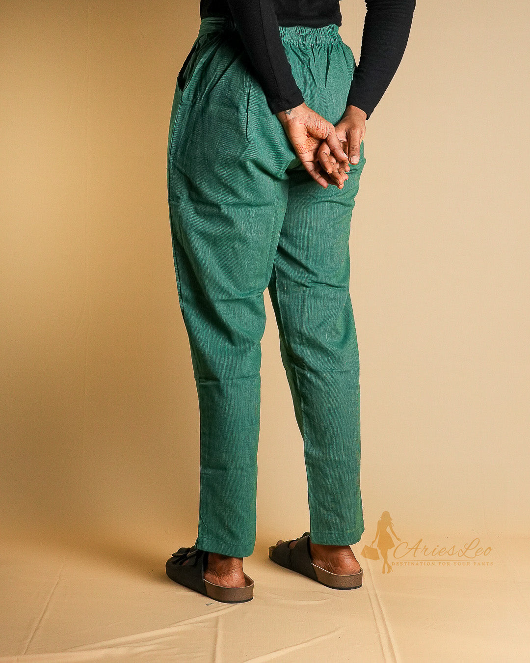 PINSTRIPES STRAIGHT CUT -HUNTER GREEN