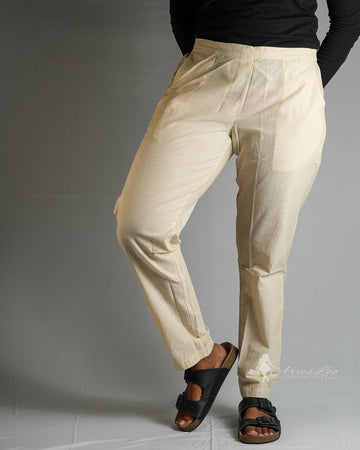 Plain straight cut pant -BEIGE