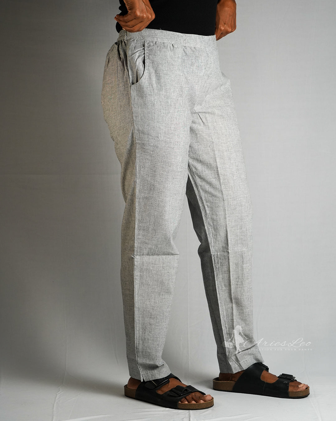 Plain straight cut pant -GREY