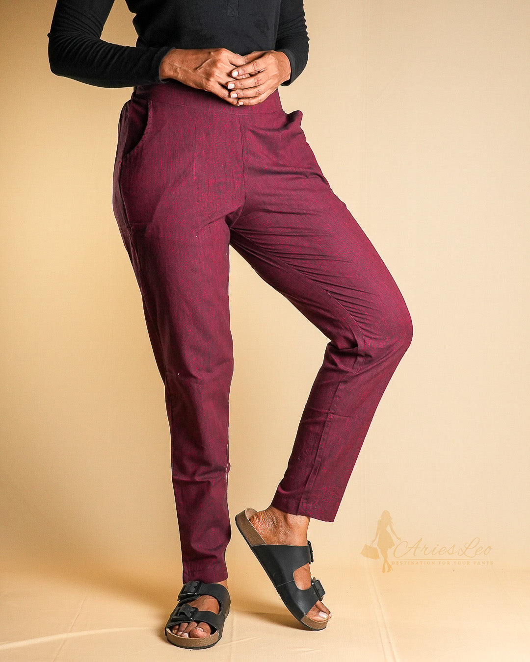 Plain straight cut pant -MAROON