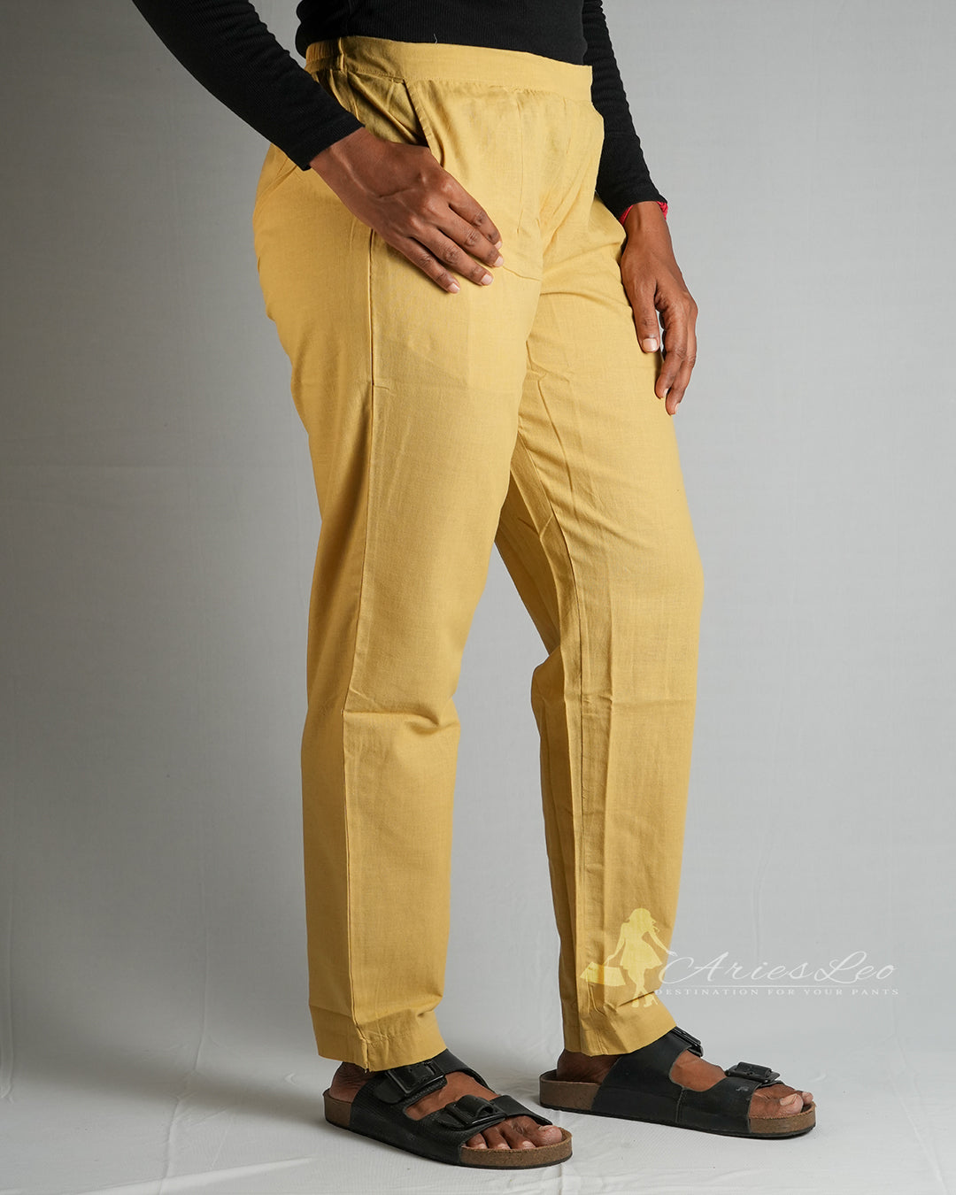 Plain straight cut pant -MUSTARD