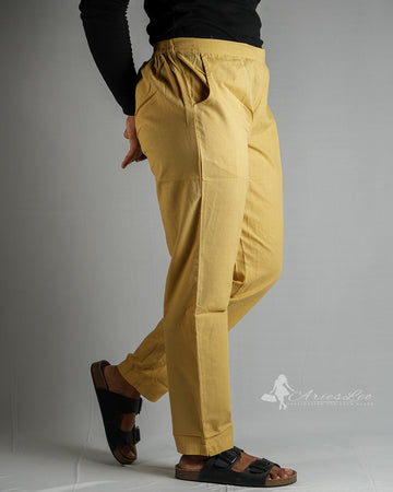 Plain straight cut pant -MUSTARD