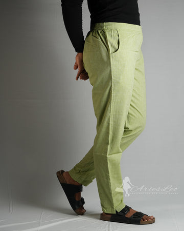 Plain straight cut pant -PISTA GREEN