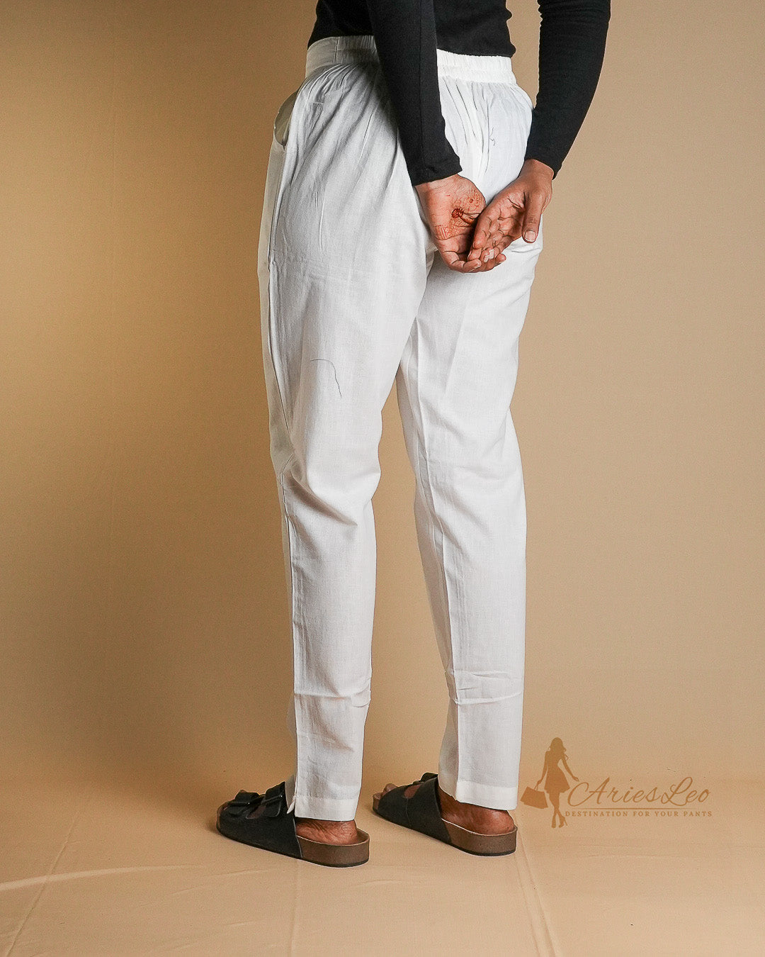 Plain straight cut pant -WHITE