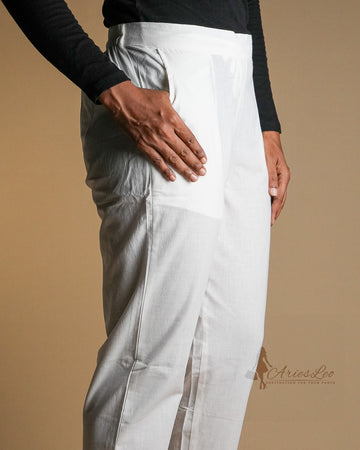 Plain straight cut pant -WHITE