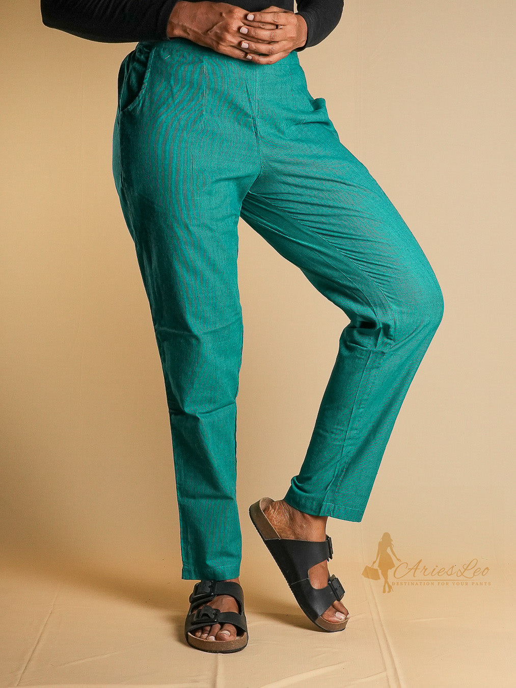 PINSTRIPES STRAIGHT CUT -PINE GREEN