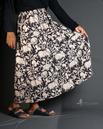 SKIRT WITH KALAMKARI HANDBLOCK