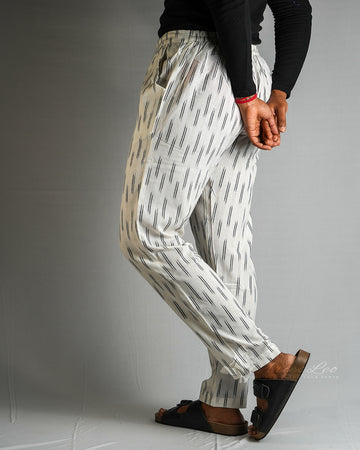 Ikkat Straight Pant-WHITE LINES