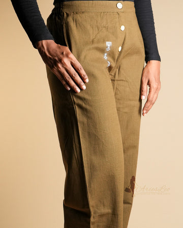 WIDE LEG PANTS -OLIVE GREEN