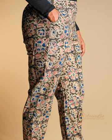 KALAMKARI STRAIGHT CUT PANTS-GREEN